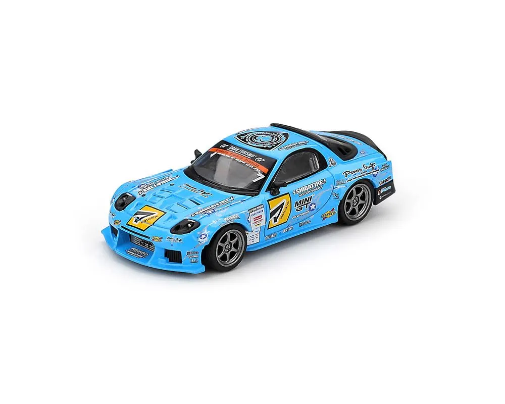 Mini GT MGT01195 — Mazda RX-7 RE-Amemiya RHD (Right Hand Drive) Blue with Graphics "D1GP" (2025) Limited Edition 1/64 Diecast Model Car by Mini GT