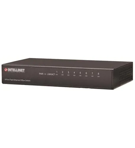 Intellinet ITL-523318 — 8-Port Fast Ethernet Office Switch, Desktop Size, Metal, IEEE 802.3az (Energy Efficient Ethernet), Box | SKU IT-FE08MT