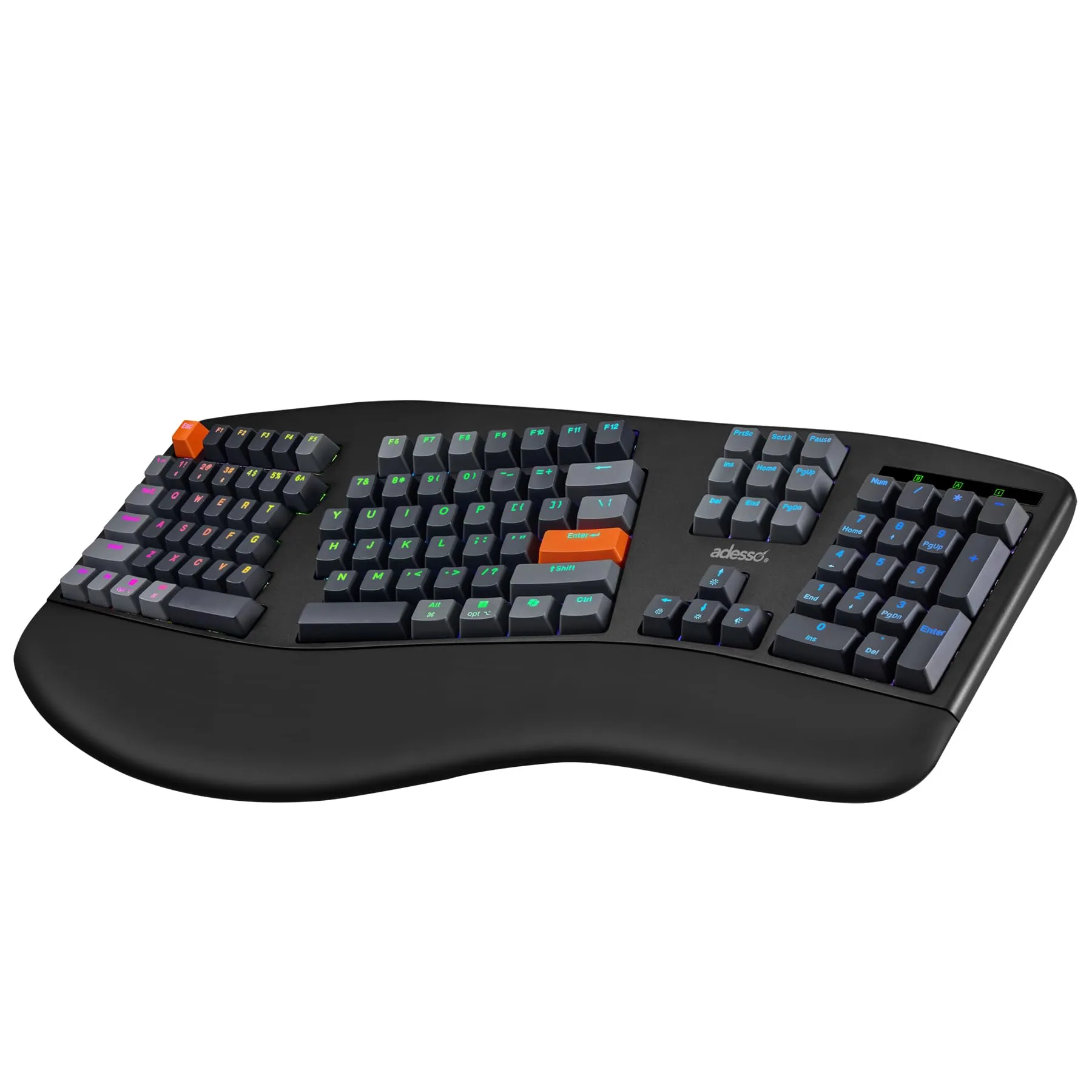 ADESSO INNOVATION INC EASYTOUCH1500 — WIRED/WIRELESS/BLUETOOTH ERGONOMIC MULTI-OS ILLUMINATED MECHANICAL VIA KEYBOARD