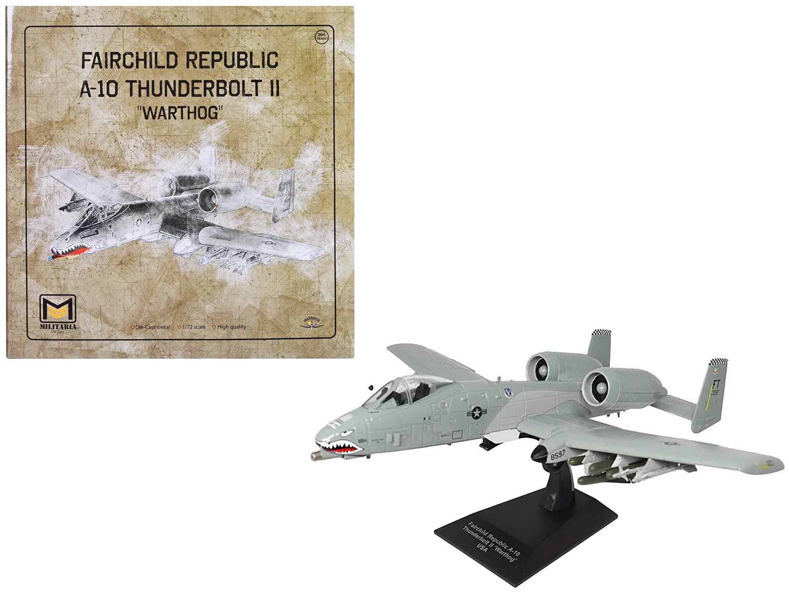 Militaria Die Cast 27294-77 — Fairchild Republic A-10 Thunderbolt II "Warthog" Attack Aircraft "75th Fighter Squadron 23rd Fighter Group Bagram AFB Afghanistan" (2011) United States Air Force 1/72 Diecast Model by Militaria Die Cast