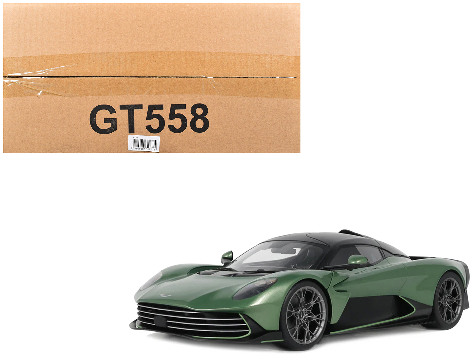 Gt Spirit GT558 — 2025 Aston Martin Valhalla Green Metallic with Black Top 1/18 Model Car by GT Spirit