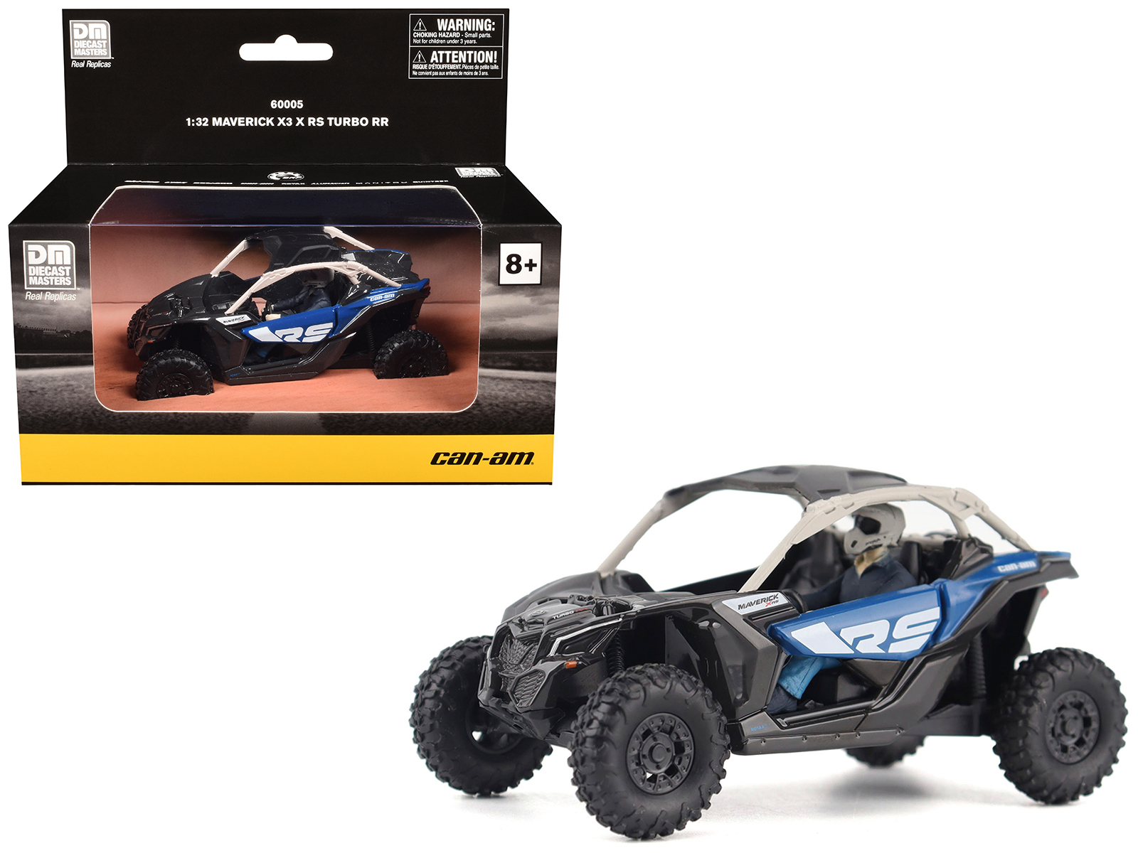 BRP Models 60005 — Can-Am Maverick X3 X RS Turbo RR Intense Blue and Chalk Gray with Driver Figure 1/32 Diecast Model by BRP Models