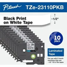 Brother BRT TZE23110PKB — Brother TZe Label Tape - Rectangle - Thermal Transfer - Black on White - Water Resistant - Laminated - 10 / Pack