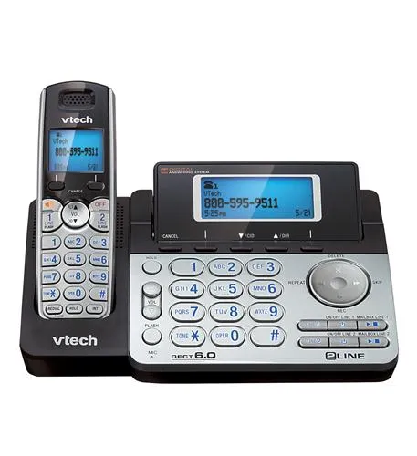 VTECH VTE DS6151 — VTech DS6151 DECT 6.0 Cordless Phone - Silver - 2 x Phone Line - Speakerphone - Answering Machine - Hearing Aid Compatible - Backlight