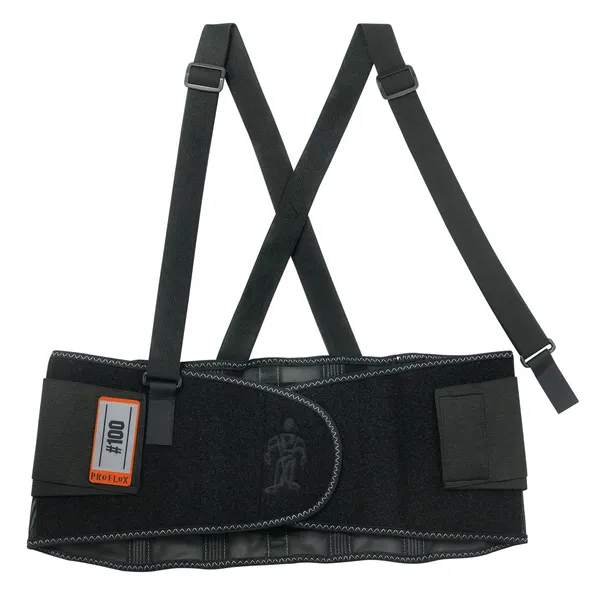 ERGODYNE EGO 11385 — Ergodyne ProFlex 100 Economy Back Support Brace - 38" to 42" Waist Size - Black - 280D Spandex, Rubber, Polypropylene - 1 Each