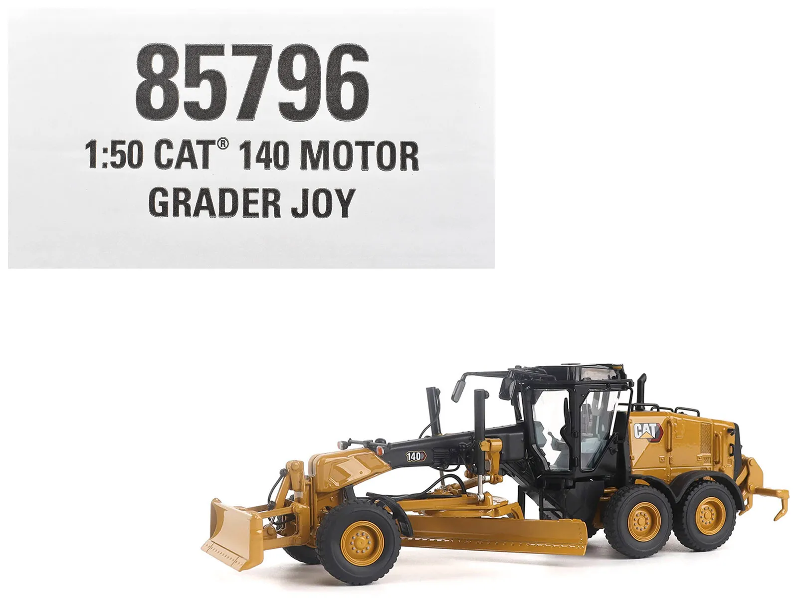 Diecast Masters 85796 — CAT Caterpillar 140 JOY Motor Grader Yellow with Black Top "High Line" Series 1/50 Diecast Model by Diecast Masters
