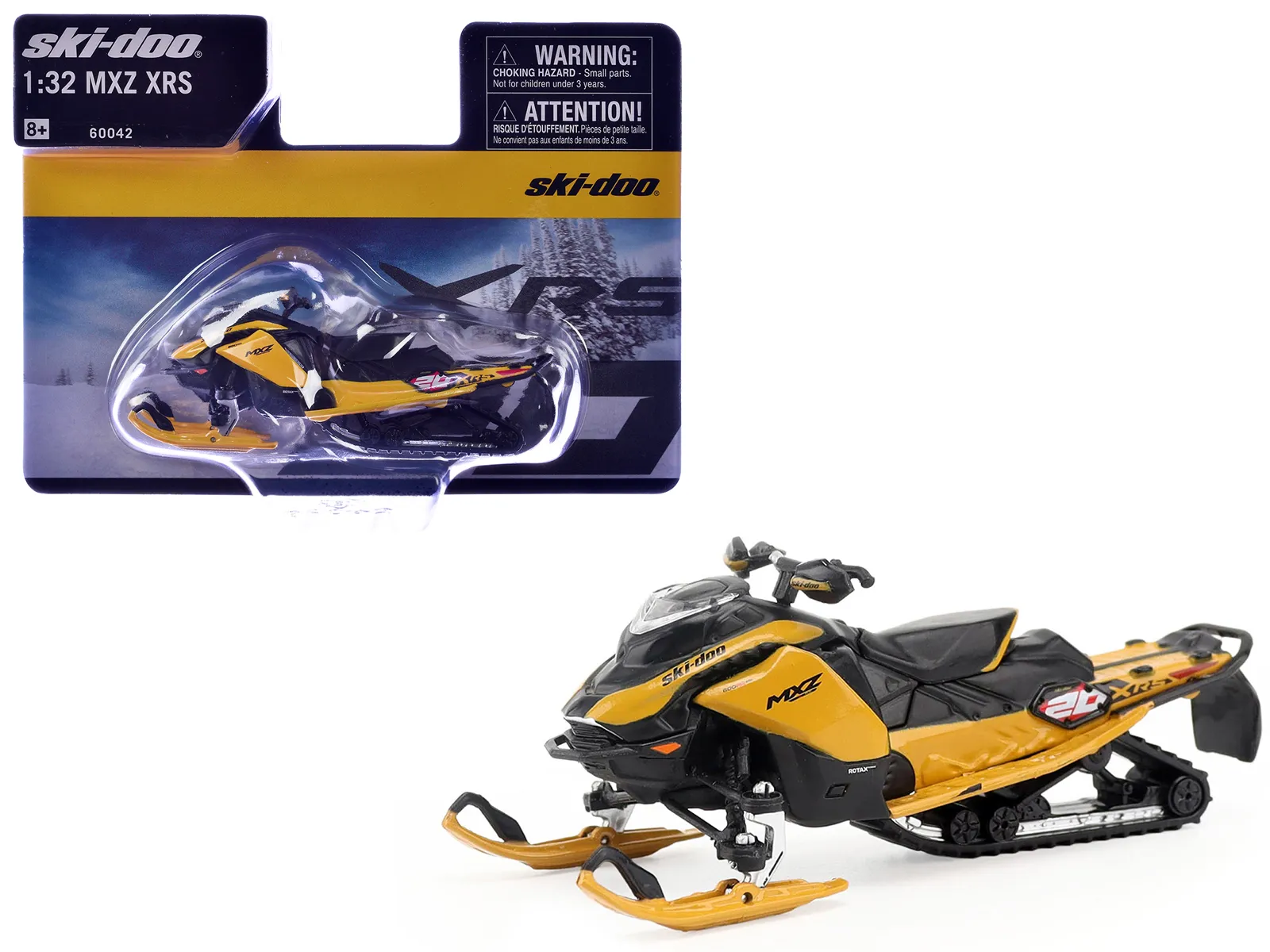 BRP Models 60042 — Ski-Doo MXZ XRS 20th Anniversary Snowmobile Yellow 1/32 Die Cast Model by BRP Models