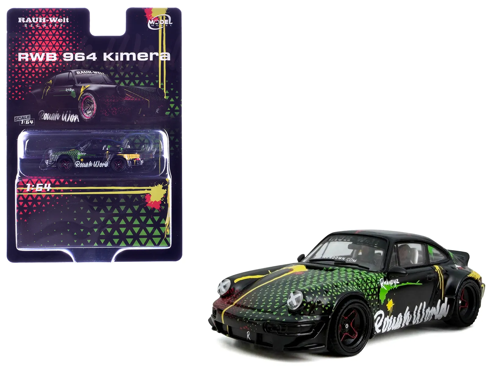 Model Model MM64-RWB964-006 — RWB 964 "Kimera-Rough World" Black with Graphics 1/64 Diecast Model Car by Model Model